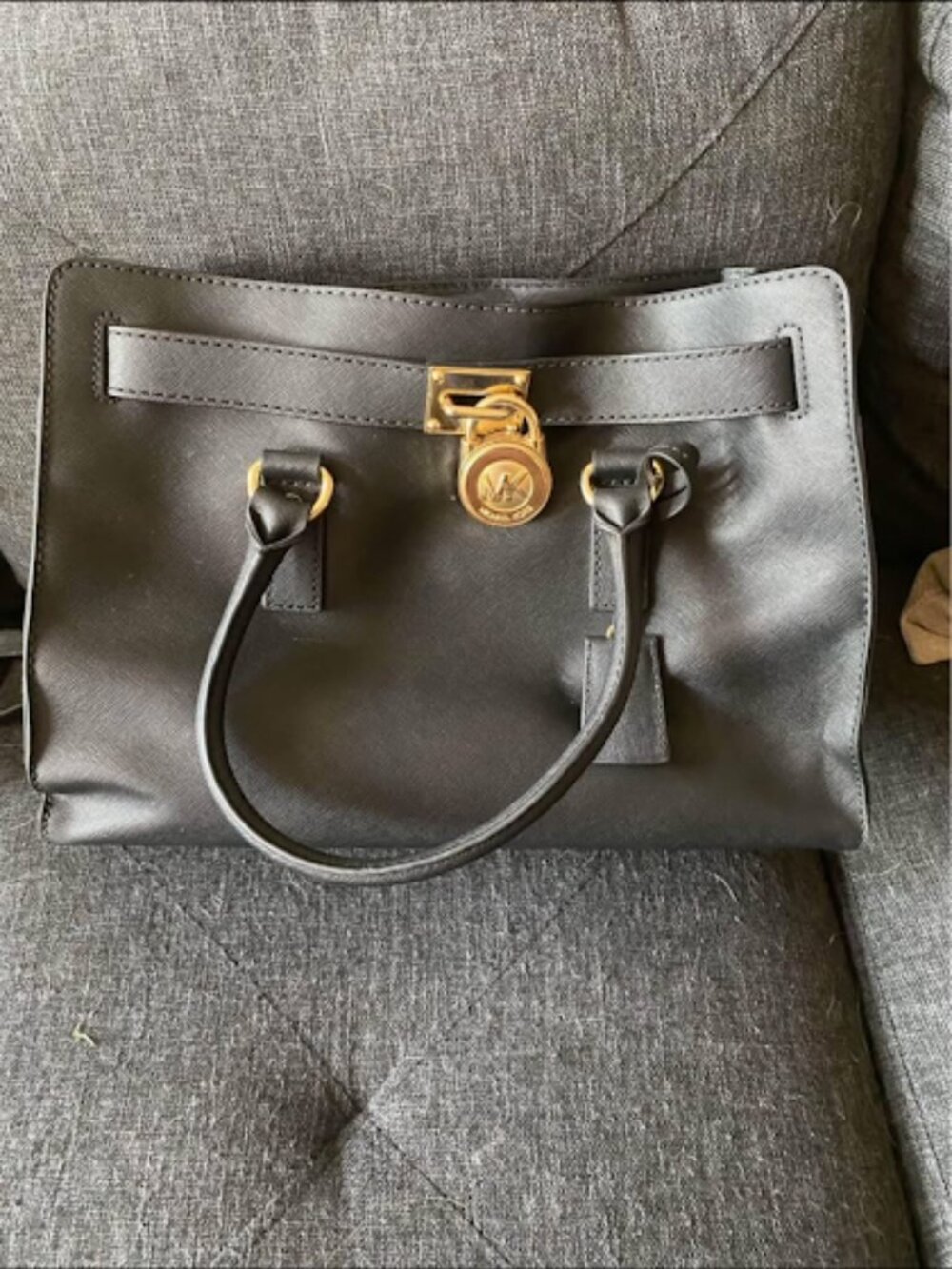 Michael Korn black Hamilton shoulder bag with lock and key motif